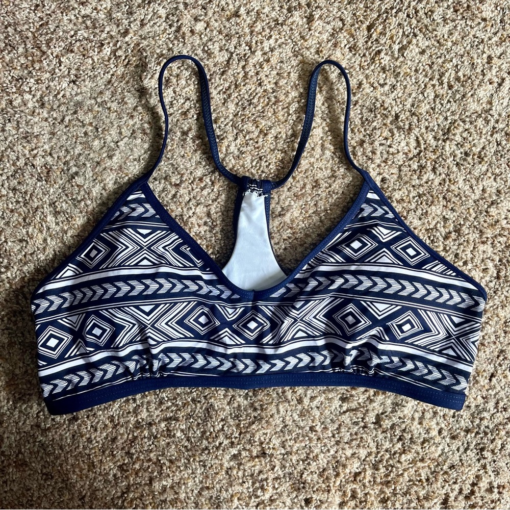 Carve Designs Navy and White Geometric Bikini Top